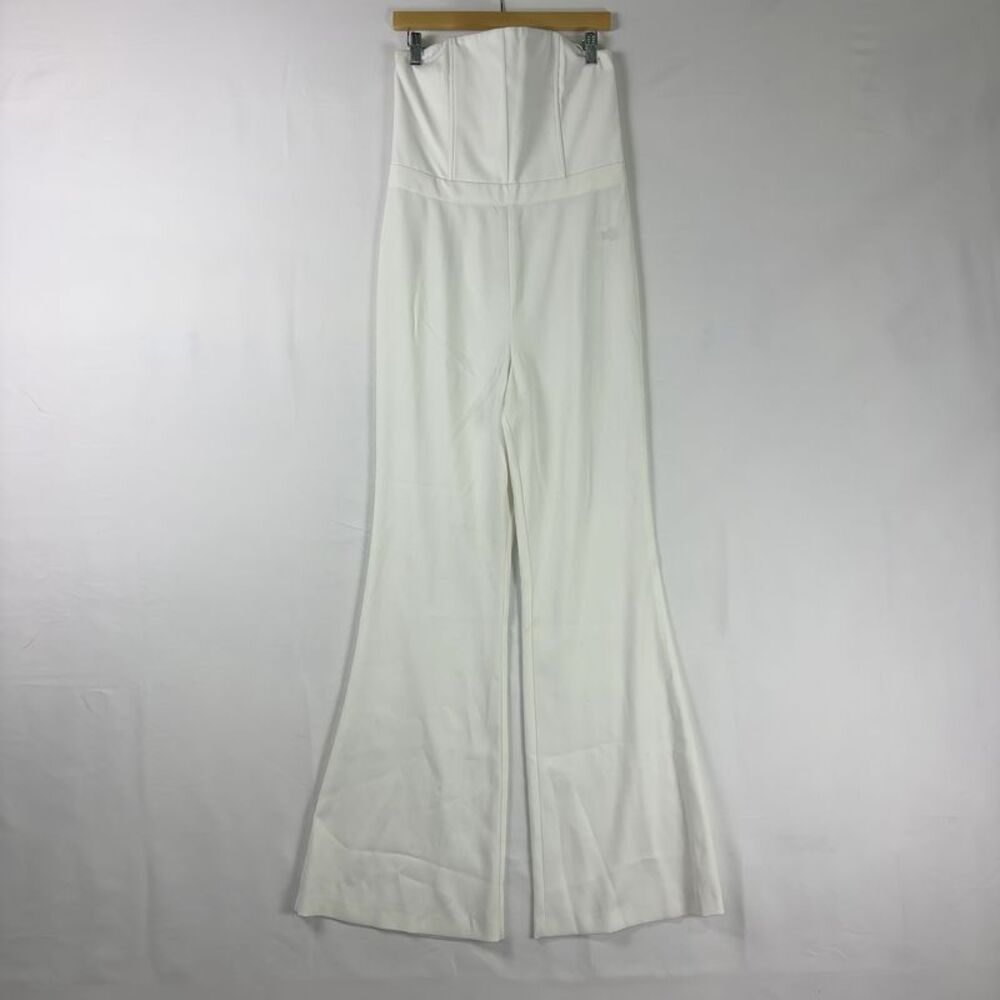 Alice + Olivia White Strapless Flare Jumpsuit